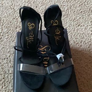 Black Faux Suede Heels